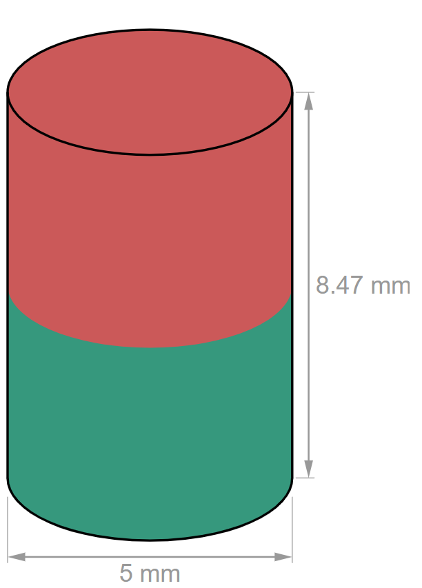 Rod magnet D5 mm, height 8.47 mm-U-Polemag