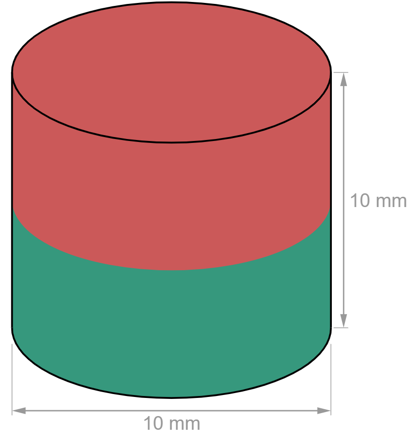 Disc Neodymium magnet D10 mm, height 10 mm-U-Polemag