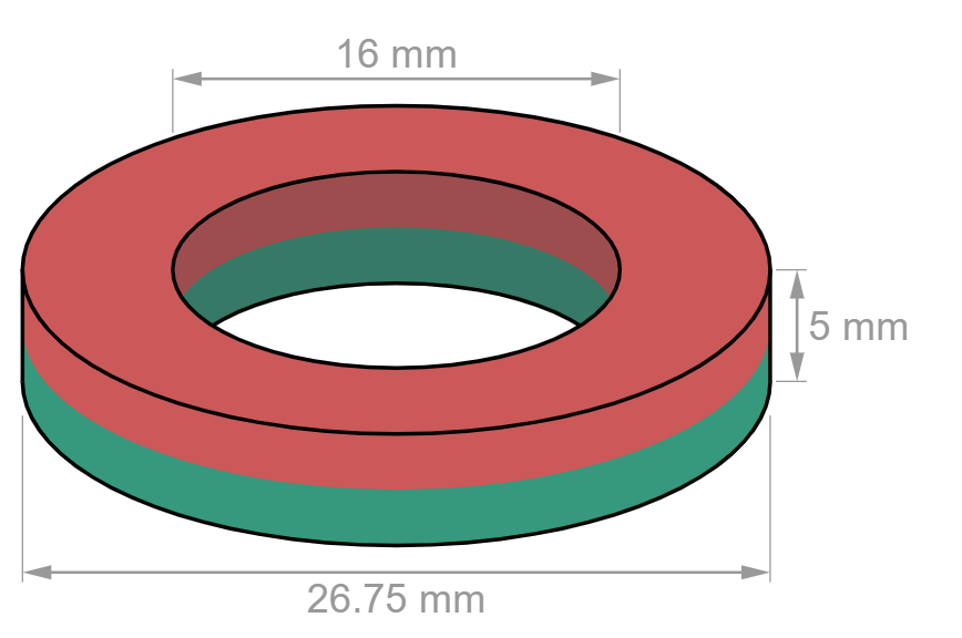 Ring magnet Ø 26,75/16 mm, height 5 mm-U-Polemag