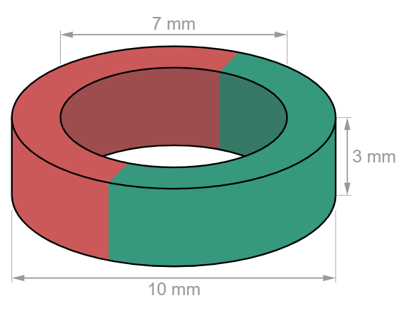 Ring magnet Ø 10/7 mm, height 3 mm-U-Polemag