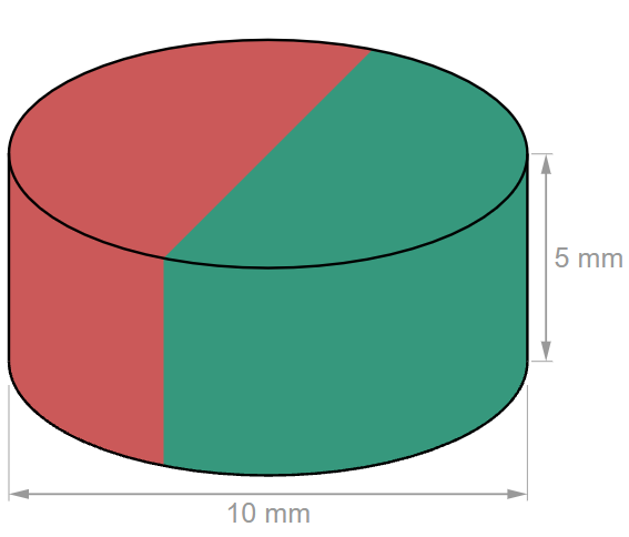 Disc Neodymium magnet N45 D10x5 mm-U-Polemag